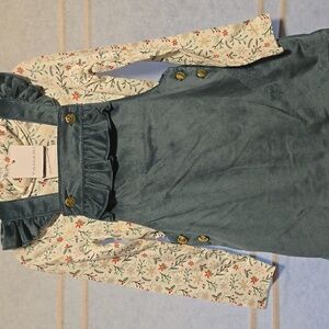 Tahari Teal Velvet Dress with Floral Top